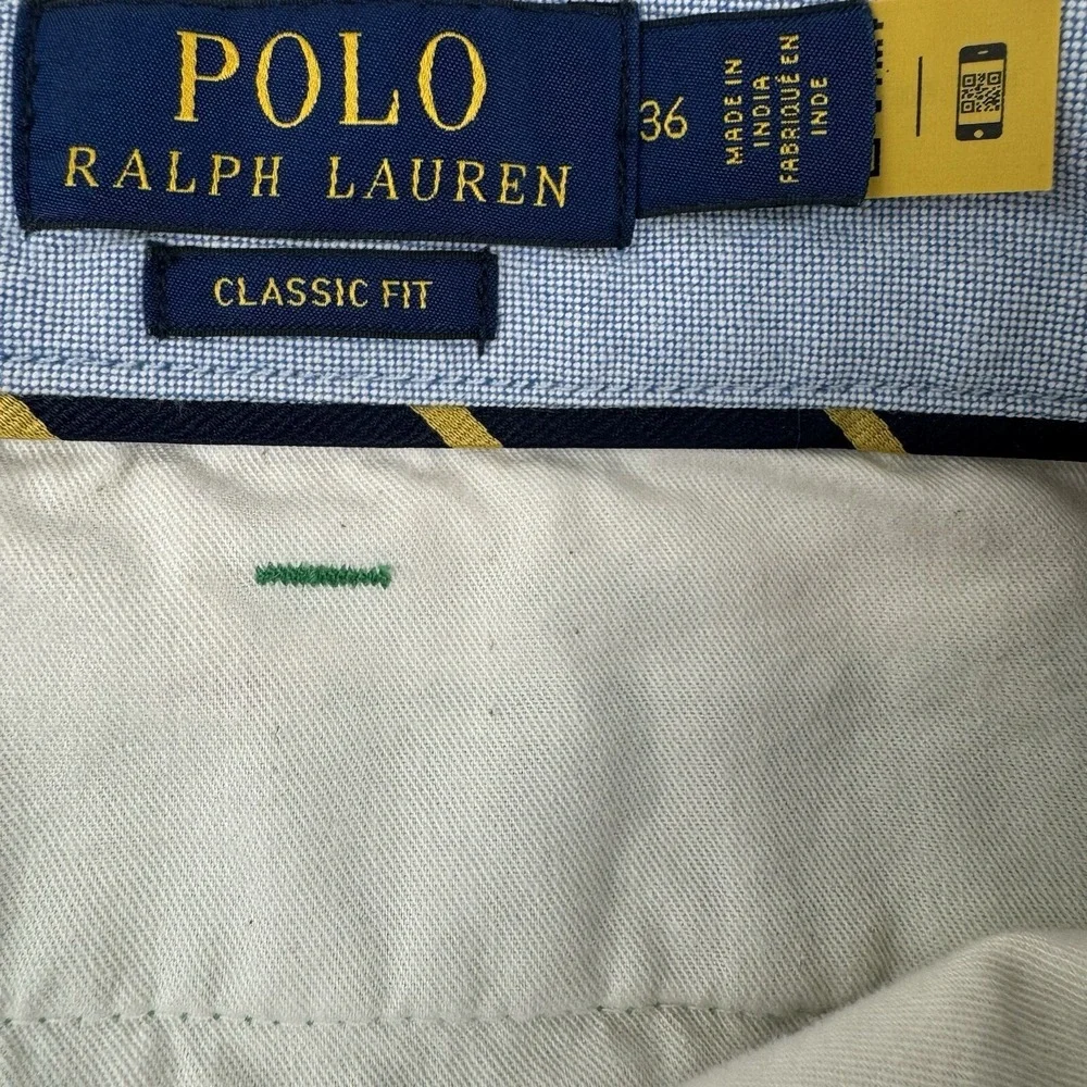 Polo Ralph Lauren Pure Linen Green‎ Orange Checked Short Size 36 Mint